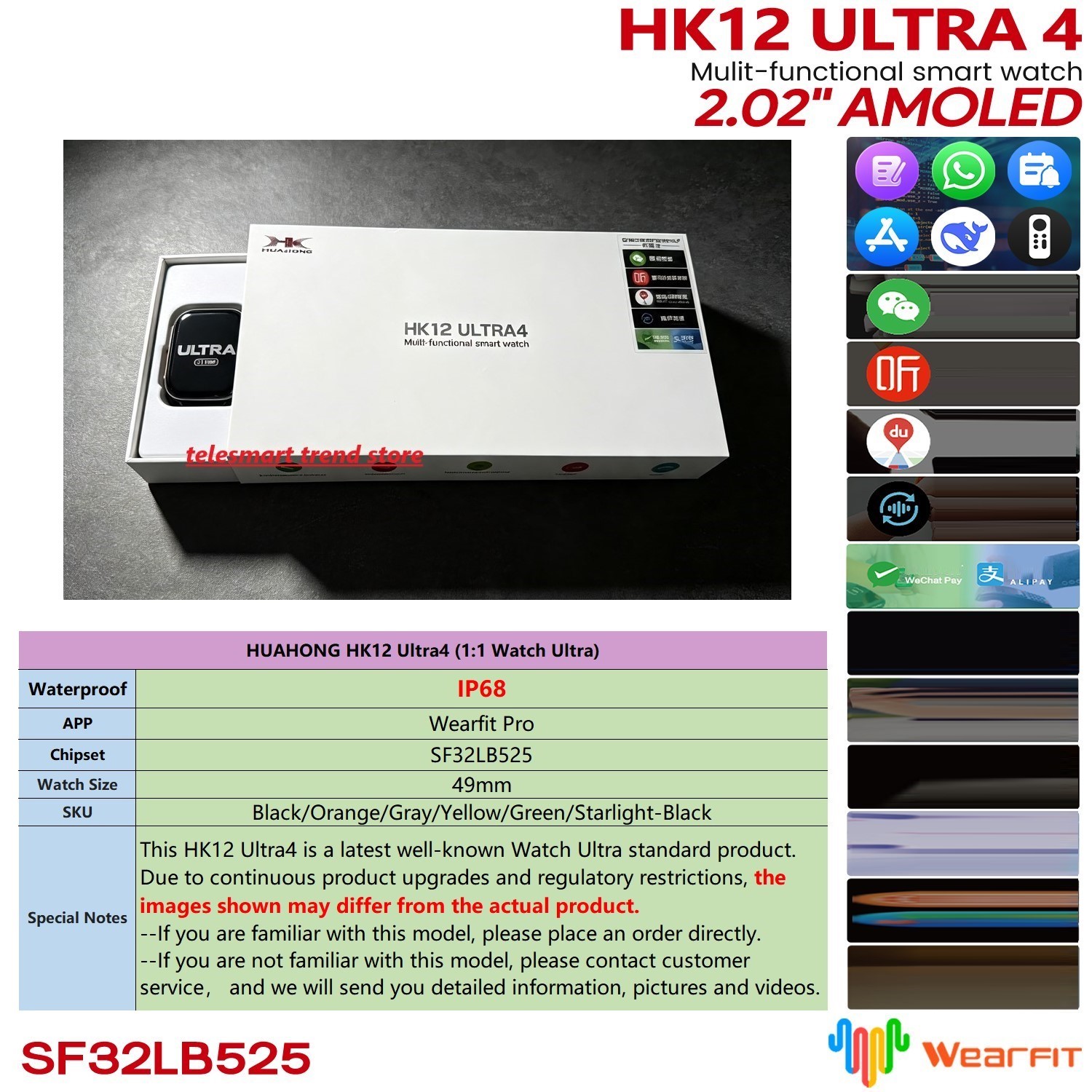 Nutrition Gym - Huahong Amoled HK12 Ultra4 Smartwatch Sportowy